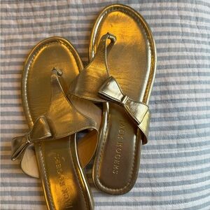 Jack Rogers Gold Sandals with Bow